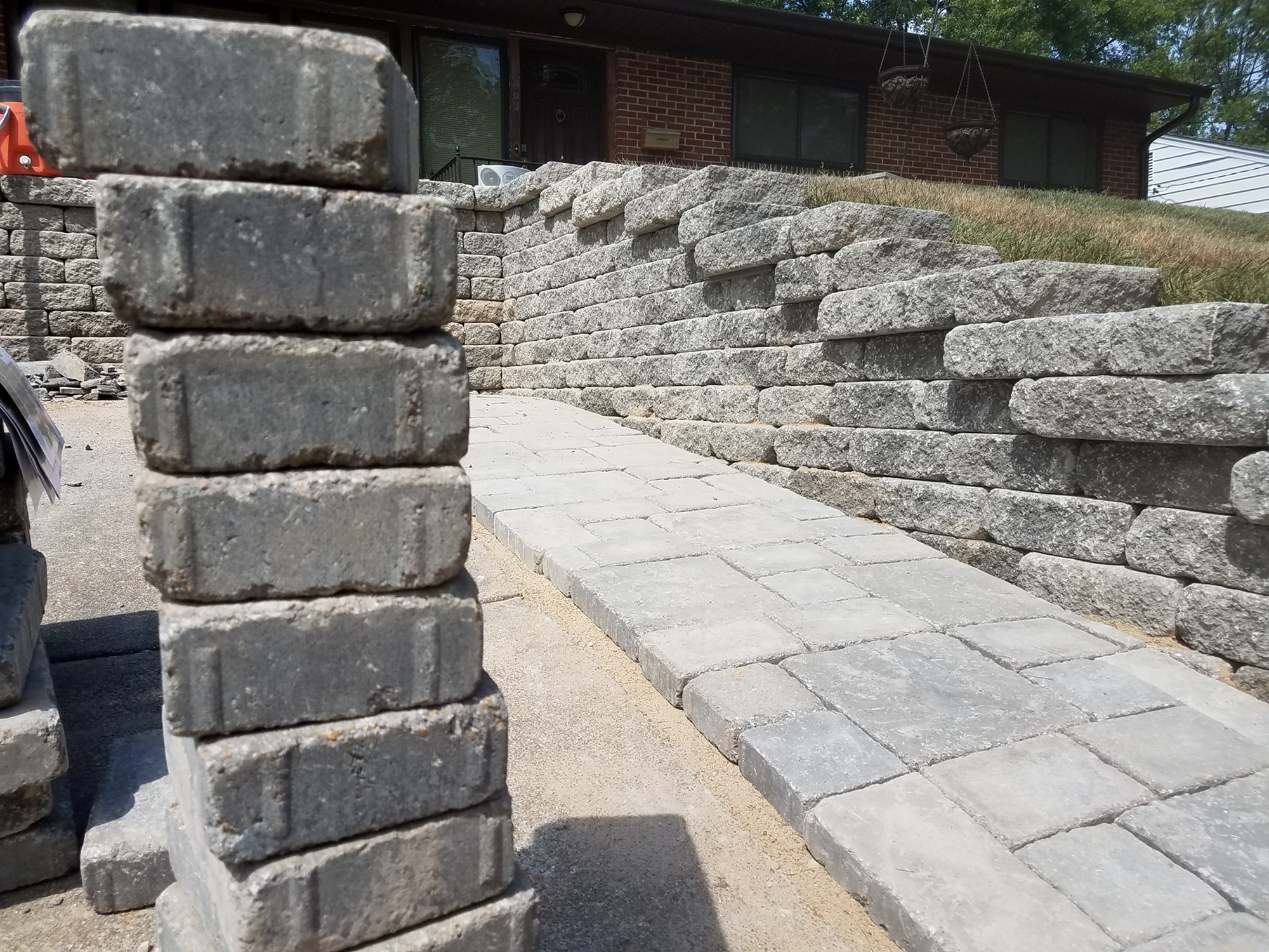 Pavers used to create a driveway extension to provide more walking room.